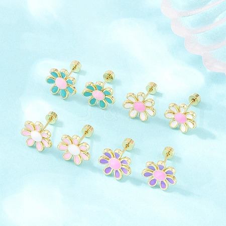 Valentine's Day Brass Stud Earrings EJEW-D359-01G-1