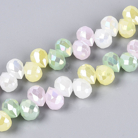 Electroplate Imitation Jade Glass Beads Strands EGLA-N025-01B-B01-1