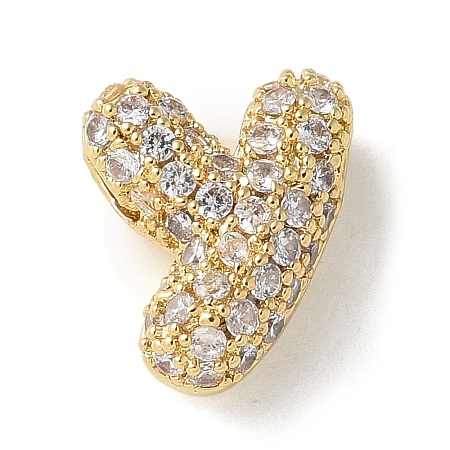 Brass Micro Pave Cubic Zirconia Beads KK-P290-61G-Y-1