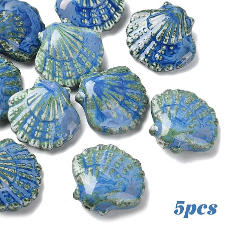 5Pcs Handmade Porcelain Beads PORC-YW0001-25D-1