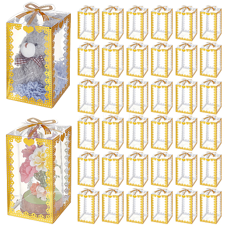 Folding Heart Print Transparent PVC Gift Packing Boxes CON-WH0085-192C-01-1