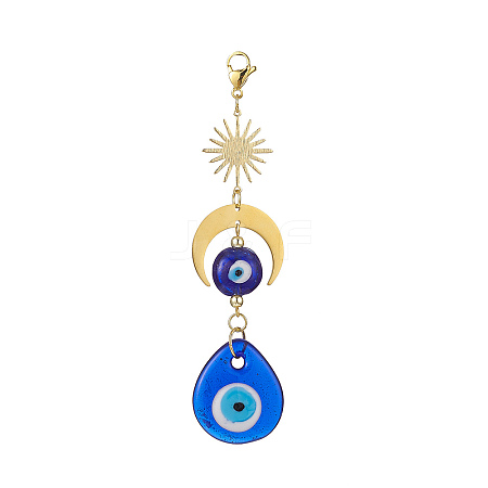 Handmade Evil Eye Lampwork Pendant Decorations HJEW-JM00912-03-1