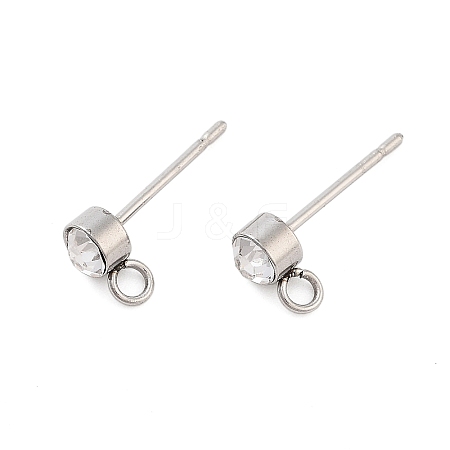 202 Stainless Steel Rhinestone Stud Earring Findings STAS-U012-05P-1