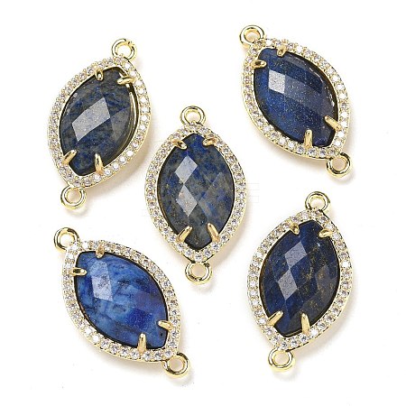 Dyed Natural Lapis Lazuli Faceted Horse Eye Connector Charms G-G181-07G-04-1