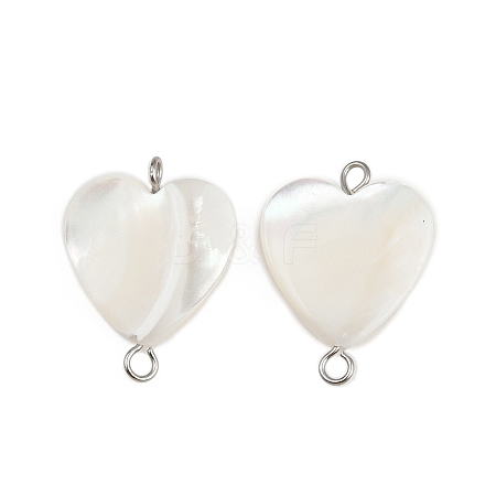 Natural Shell Heart Connector Charms STAS-D378-25P-1
