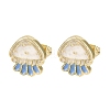 Brass Enamel Stud Earrings EJEW-B152-01G-02-4