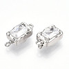 Brass Micro Pave Clear Cubic Zirconia Box Clasps KK-P291-30P-2