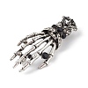 Halloween Theme Rhinestone Skeleton Hand Brooch Pin JEWB-F018-01AS-2