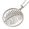 Non-Tarnish 201 Stainless Steel Feather Pendant Necklace with Cable Chains NJEW-Q317-22P-2