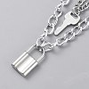 Alloy Curb Chains Double Layer Necklace NJEW-WH0022-09E-1