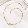 304 Stainless Steel Screw Carabiner Lock Pendant Paperclip Chain Necklaces NJEW-JN05860-01-1