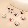 8Pcs Alloy Rhinestone Cuff Rings PW-WG5A2E6-01-4