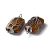 Natural Tiger Eye Copper Wire Wrapped Pendants G-H281-08P-02-3