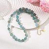 Rough Natural Blue Apatite Nuggets Beaded Necklaces NJEW-JN06376-1