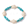Turtle Synthetic Turquoise Beaded Stretch Bracelet BJEW-JB09954-1