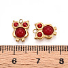 Natural Red Jasper and Ruby Rhinestone Owl Charms STAS-T064-66G-3