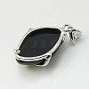 Natural Dyed & Heated Black Agate Pendants G-G073-3-2