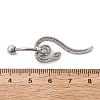 Alloy Rhinestone Snake Curved Barbell Belly Rings AJEW-R007-03P-02-5