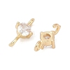 Brass Clear Cubic Zirconia Connector Charms KK-Z094-10G-2