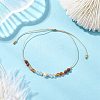 Adjustable Natural Carnelian & Red Jasper & Quartz Crystal Braided Bead Bracelets for Women BJEW-JB11619-01-1