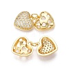Brass Micro Pave Cubic Zirconia Heart Charms KK-N287-35G-3
