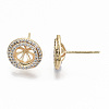 Brass Micro Pave Clear Cubic Zirconia Stud Earring Findings KK-T062-55G-NF-3