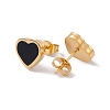 Black Acrylic Heart Stud Earrings & Pendant Necklace SJEW-G080-02G-7
