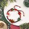 Adjustable Handmade Lampwork Christmas Tree Gift Box Gingerbread Man Braided Bead Bracelets for Women BJEW-TA00753-2