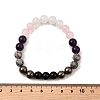 Bohemian Style Natural & Synthetic Mixed GemstoneRound Beaded Stretch Bracelets for Men NU8854-1-2