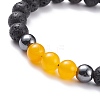 Natural Malaysia Jade(Dyed) & Lava Rock & Synthetic Hematite Braided Bead Bracelet BJEW-JB08144-03-4