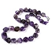 Natural Amethyst Nuggets Beaded Necklaces for Women Men NJEW-K388-01E-1