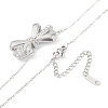 304 Stainless Steel Crystal Rhinestone Cable Chain Bowknot Pendant Necklaces for Women NJEW-C055-09P-3