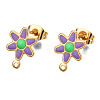 304 Stainless Steel Enamel Stud Earring Findings STAS-T052-43G-04-1