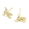 Brass Pave Clear Cubic Zirconia Stud Earring EJEW-S217-G03-2