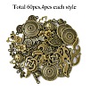 60Pcs 15 Styles Tibetan Style Alloy Connector Charms FIND-YW0005-19-2