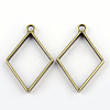 Rack Plating Alloy Rhombus Open Back Bezel Pendants PALLOY-S047-14F-FF-1