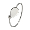 304 Stainless Steel Blank Bangle Bases with Teardrop Tray STAS-Z088-01P-02-1