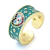 Brass Micro Pave Cubic Zirconia Enamel Cuff Rings for Women RJEW-L113-019G-01-4