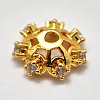 Brass Micro Pave Cubic Zirconia Bead Caps KK-K180-09G-1