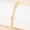 Brass Pave Cubic Zirconia Heart Link Chain Bracelets for Women KK-CBA68DA-10G-02-2