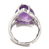 Natural Amethyst Teardrop Adjustable Rings RJEW-K241-03P-15-2