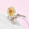 Sunflower and Dragonfly Rotatable Open Ring for Women RJEW-M139-16P-3