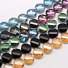 Electroplate Crystal Glass Flat Round Beads Strands EGLA-F062-M-1