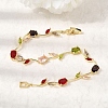 Leaf Brass Micro Pave Cubic Zirconia Link Chain Bracelets for Women BJEW-D455-01G-07-2