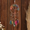 7 Chakra Copper Wire Wrapped Natural & Synthetic Mixed Stone Chips Tree of Life Suncatchers HJEW-F027-06-2