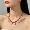 Imitation Pearl Teardrop Tassel Adjustable Braided Cotton Cord Necklaces for Women WGB1457-02-2