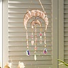 Double Moon Natural Rose Quartz Chips Beads Suncatchers HJEW-F027-02-2