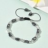 Natural Quartz Crystal & Non-magnetic Synthetic Hematite Beaded Braided Bead Bracelets for Men Women BJEW-Z148-08P-01-1