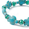 Synthetic Turquoise Turtle & Glass Beaded Stretch Bracelet BJEW-JB09763-4