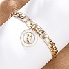 304 Stainless Steel Flat Round with Girl Charm Bracelets BJEW-A036-13G-01-1